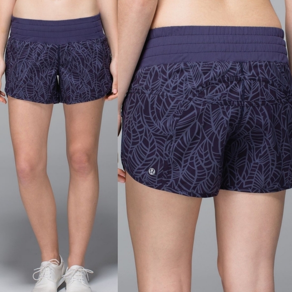 lululemon athletica Pants - Lululemon Tracker Short II Pretty Palm Cadet Greyvy/Cadet Blue size 8